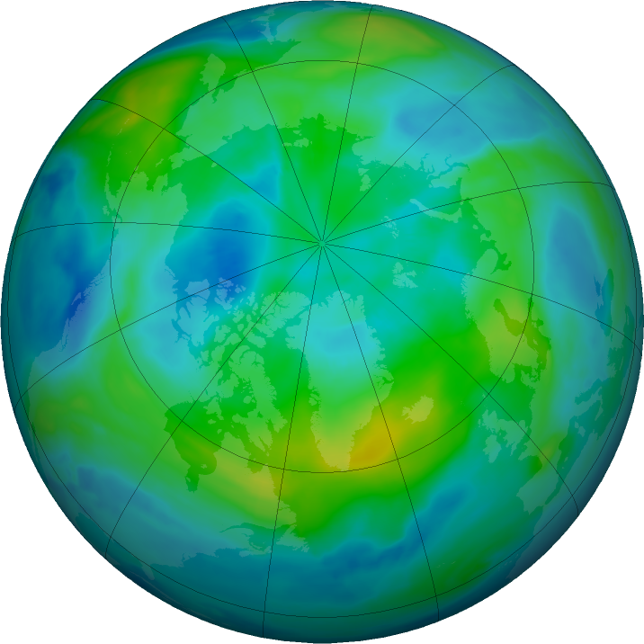 Arctic ozone map for 07 October 2018